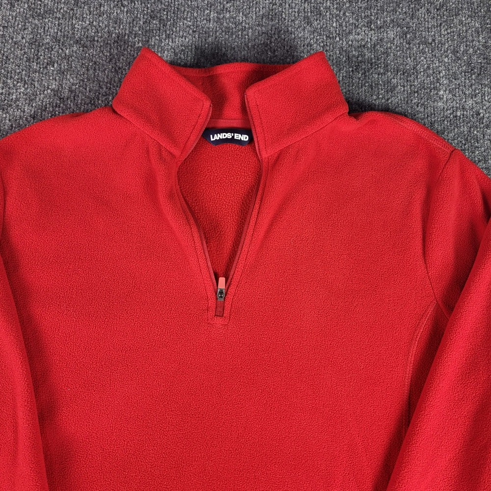 Lands End Womens Red Fleece Quarter Zip Pullover Sweater Size L 14-16 - Picture 2 of 6